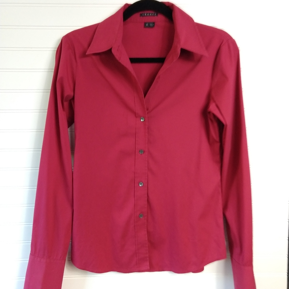 THEORY | Red Button Down Career Shirt